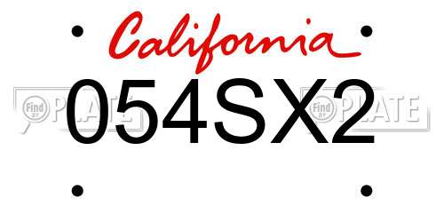 054SX2 California License Plate