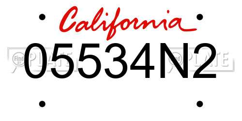 05534N2 California License Plate
