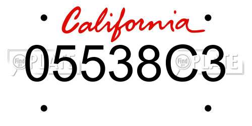 05538C3 California License Plate