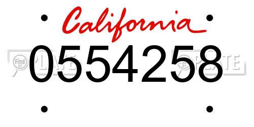 0554258 California License Plate
