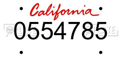 0554785 California License Plate