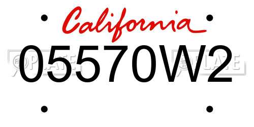 05570W2 California License Plate