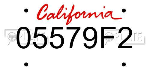 05579F2 California License Plate