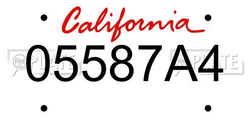 05587A4 California License Plate