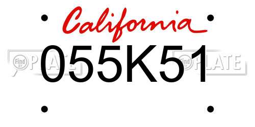 055K51 California License Plate