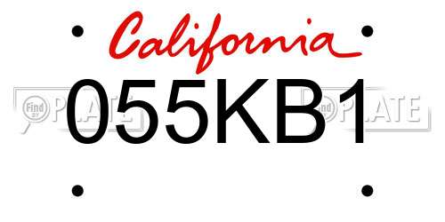 055KB1 California License Plate