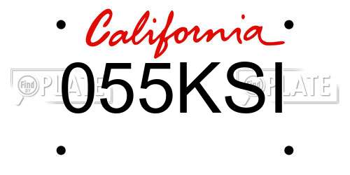 055KSI California License Plate