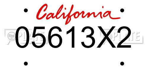 05613X2 California License Plate