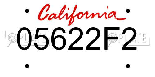 05622F2 California License Plate
