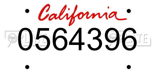 0564396 California License Plate
