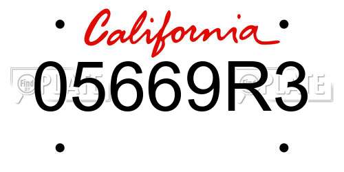 05669R3 California License Plate