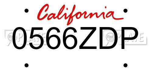 0566ZDP California License Plate