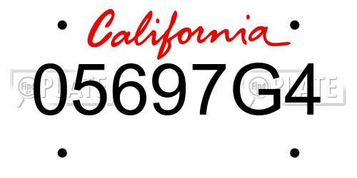 05697G4 California License Plate
