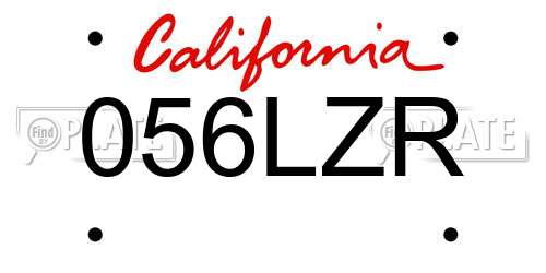 056LZR California License Plate