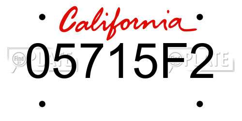 05715F2 California License Plate