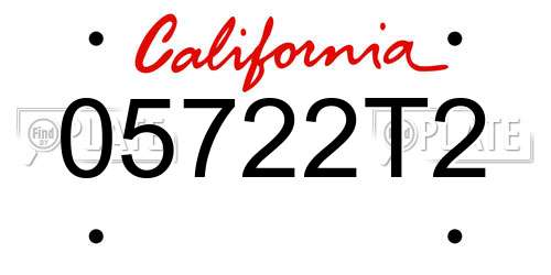 05722T2 California License Plate