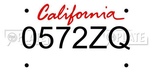 0572ZQ California License Plate