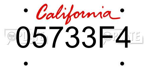 05733F4 California License Plate