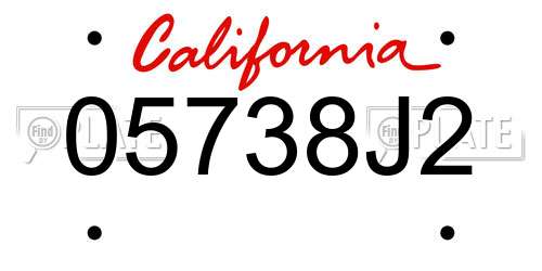 05738J2 California License Plate