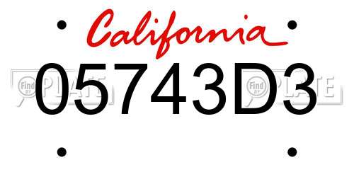 05743D3 California License Plate