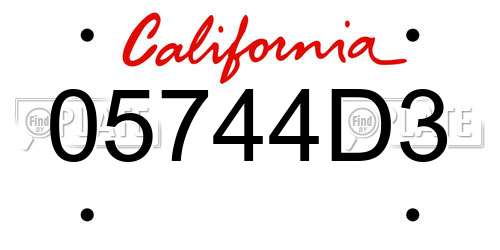 05744D3 California License Plate