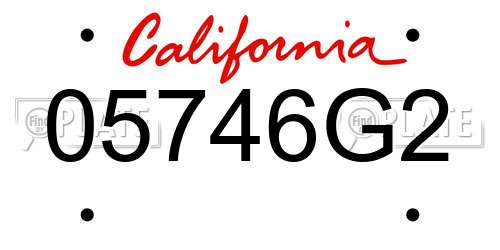 05746G2 California License Plate
