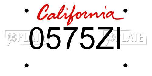 0575ZI California License Plate