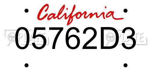 05762D3 California License Plate