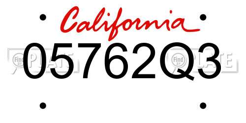 05762Q3 California License Plate