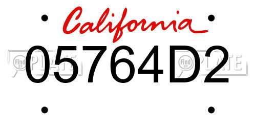 05764D2 California License Plate