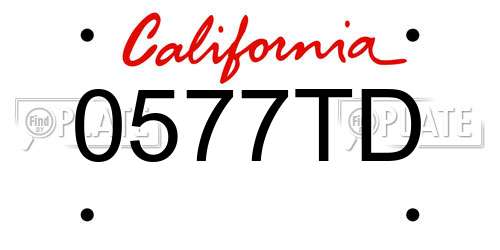 0577TD California License Plate