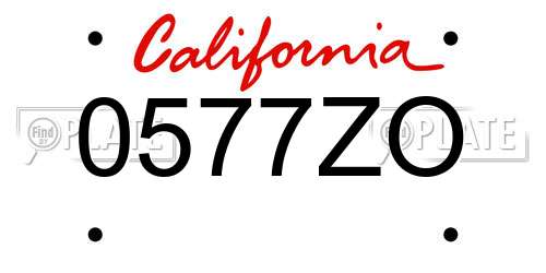0577ZO California License Plate