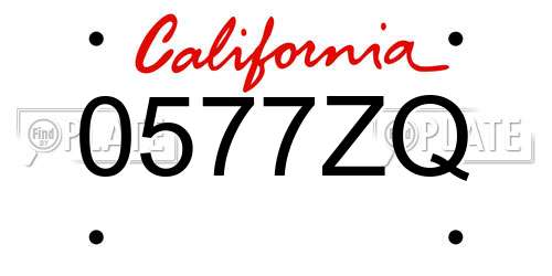 0577ZQ California License Plate
