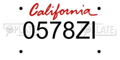 0578ZI California License Plate