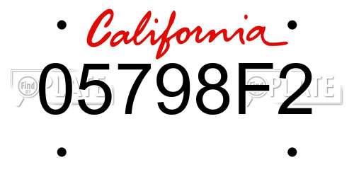 05798F2 California License Plate