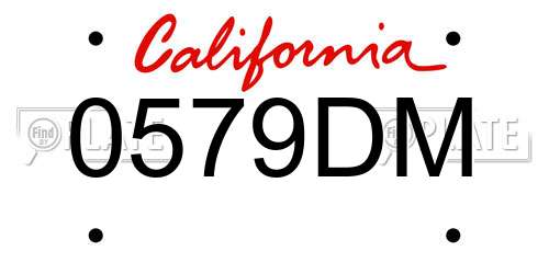 0579DM California License Plate