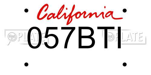 057BTI California License Plate