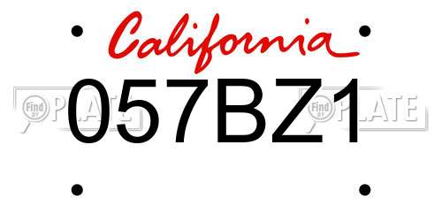 057BZ1 California License Plate