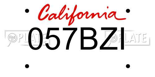 057BZI California License Plate