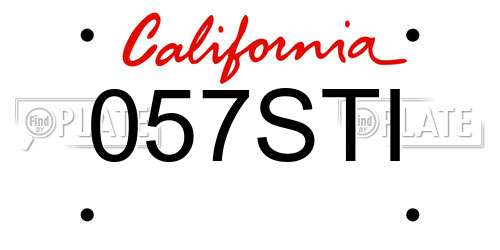 057STI California License Plate
