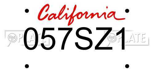 057SZ1 California License Plate