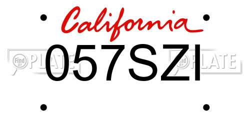 057SZI California License Plate
