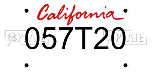 057T20 California License Plate