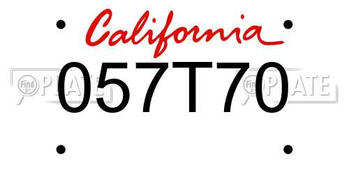 057T70 California License Plate