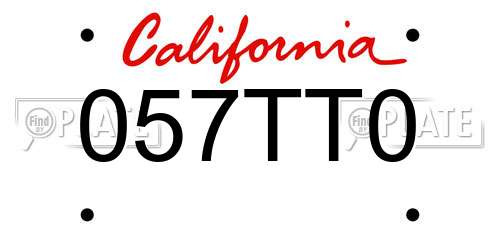 057TT0 California License Plate