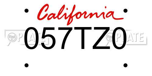 057TZ0 California License Plate