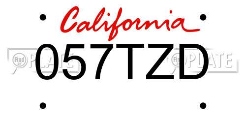 057TZD California License Plate