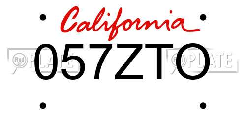057ZTO California License Plate