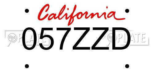 057ZZD California License Plate