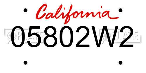 05802W2 California License Plate
